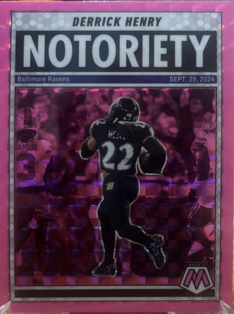 2025 Panini Mosaic Notoriety Derrick Henry [Mosaic Pink Fluorescent] #4 card