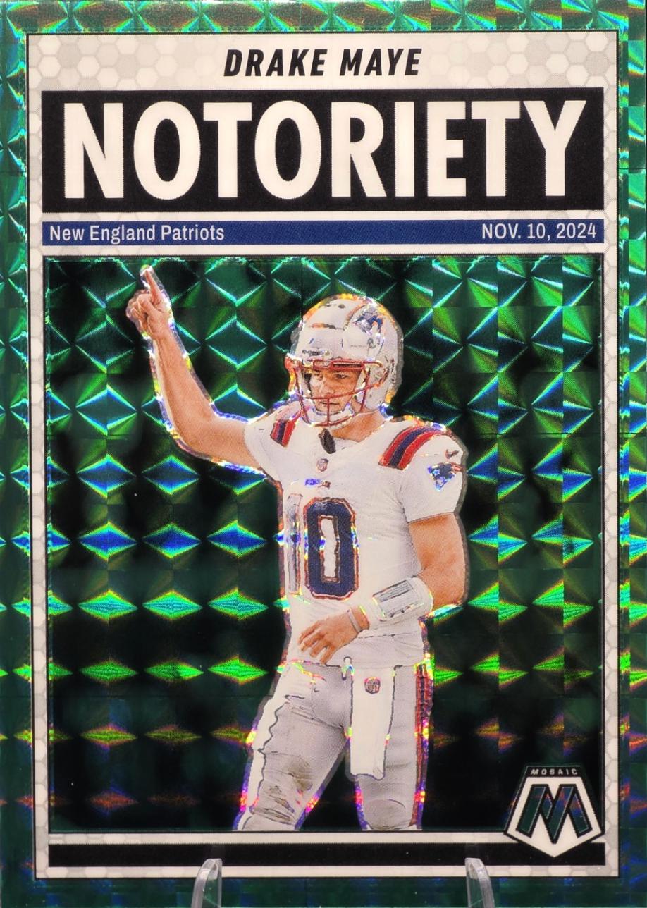 2025 Panini Mosaic Notoriety Drake Maye [Mosaic Green] #3 card