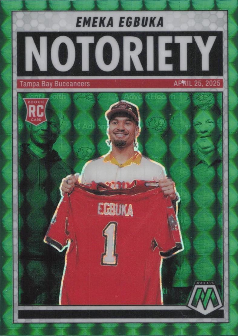 2025 Panini Mosaic Notoriety Emeka Egbuka [Mosaic Green] #16 card