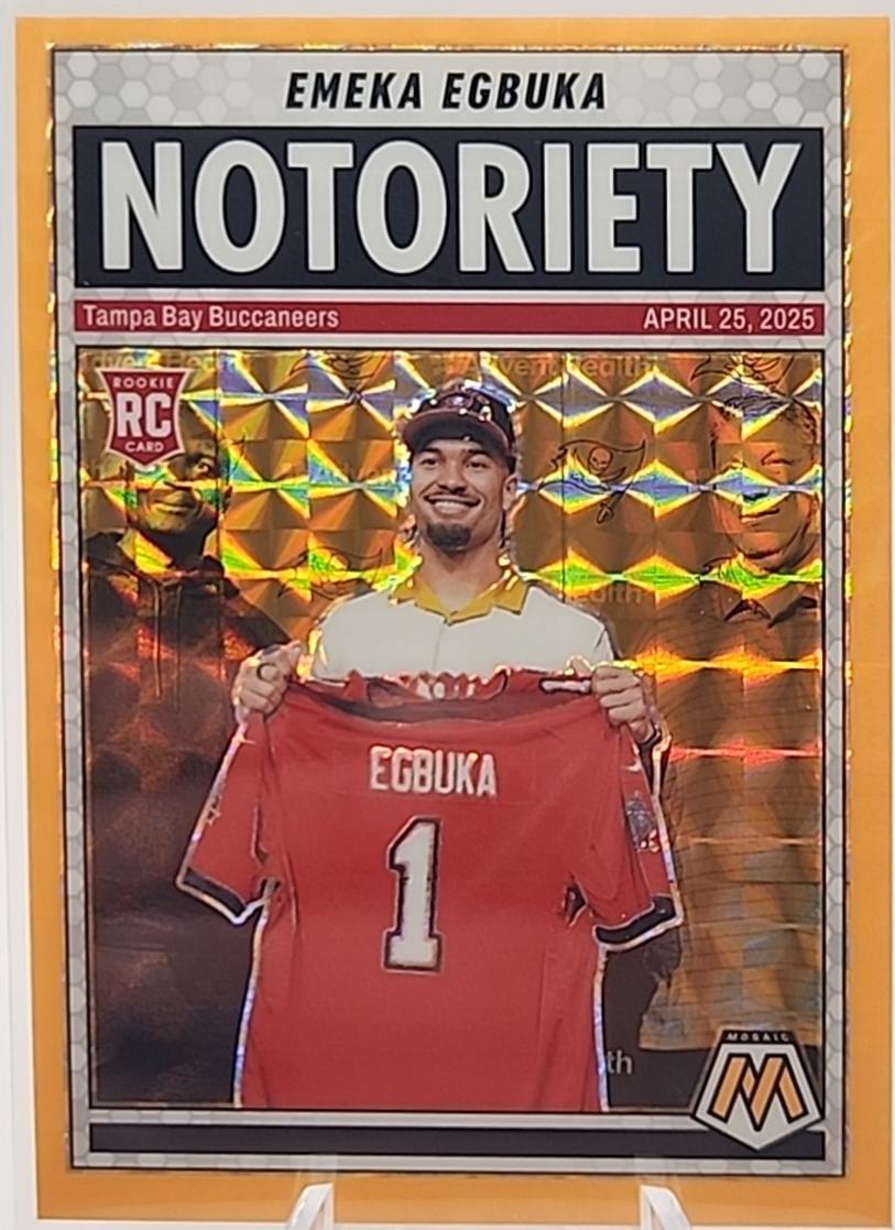 2025 Panini Mosaic Notoriety Emeka Egbuka [Mosaic Orange Fluorescent] #16 card