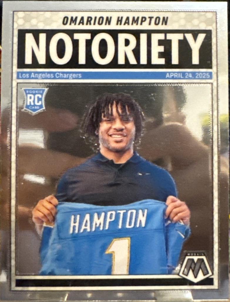 2025 Panini Mosaic Notoriety Omarion Hampton #20 card