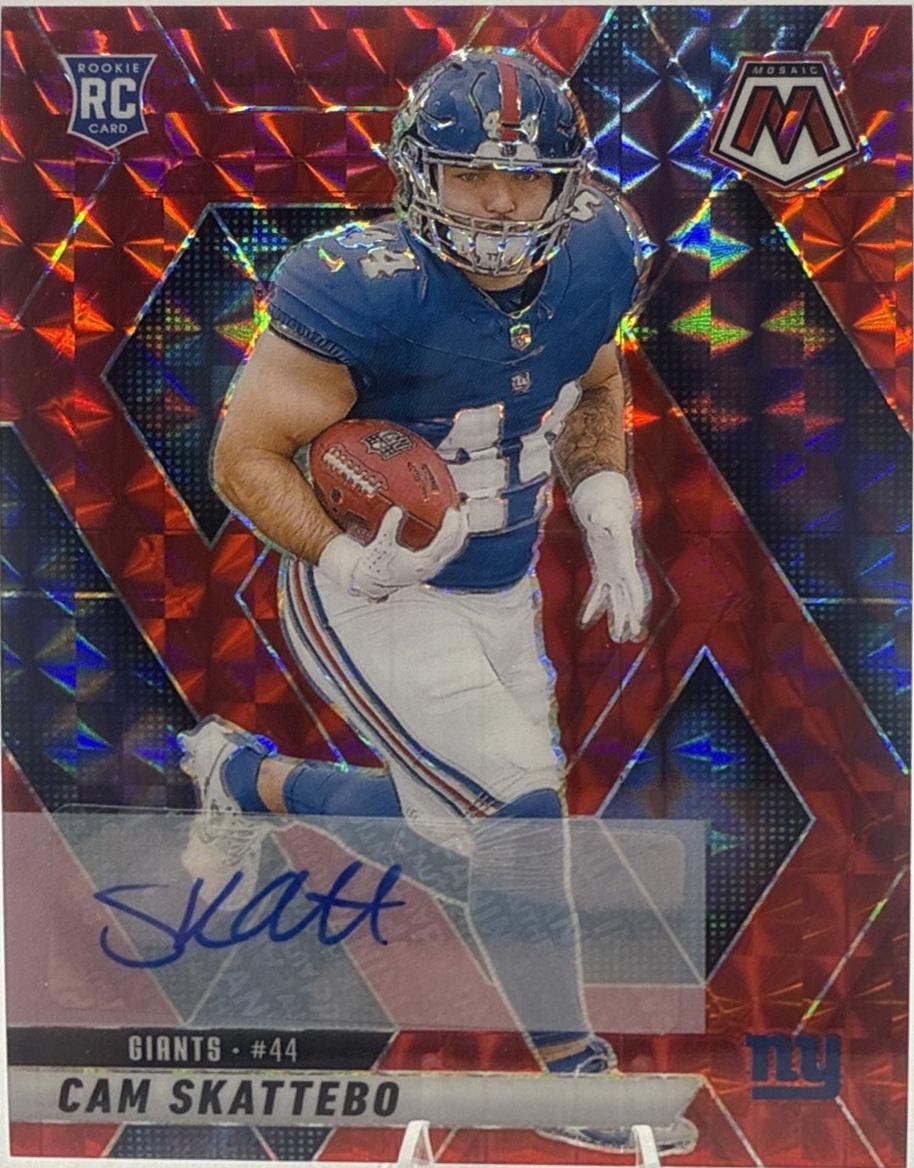 2025 Panini Mosaic Rookie Autographs Cam Skattebo [Red] #305 card