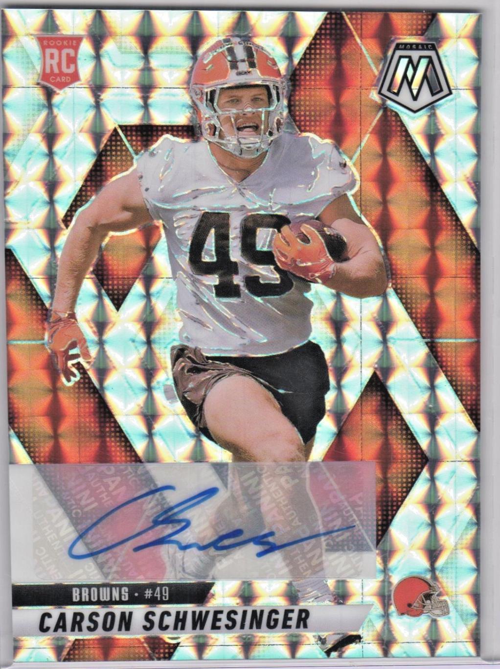 2025 Panini Mosaic Rookie Autographs Carson Schwesinger #371 card