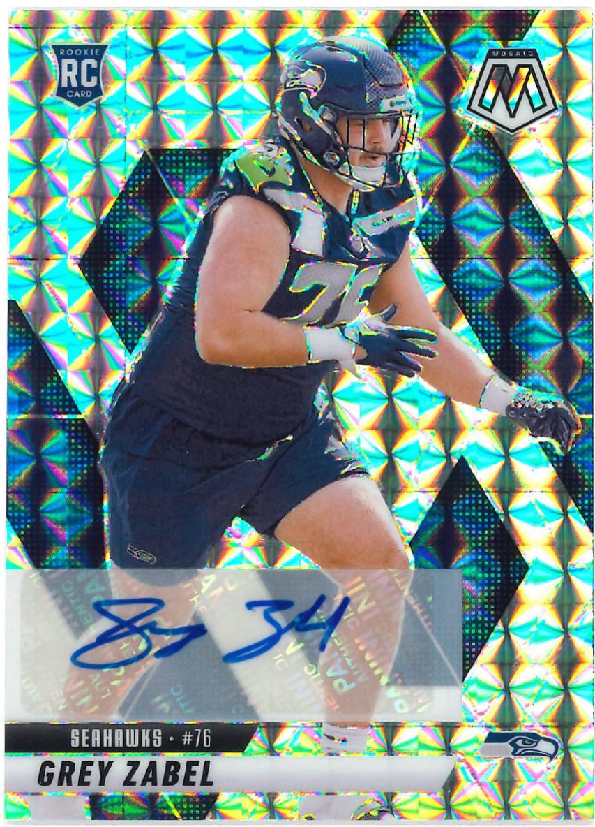 2025 Panini Mosaic Rookie Autographs Grey Zabel #328 card