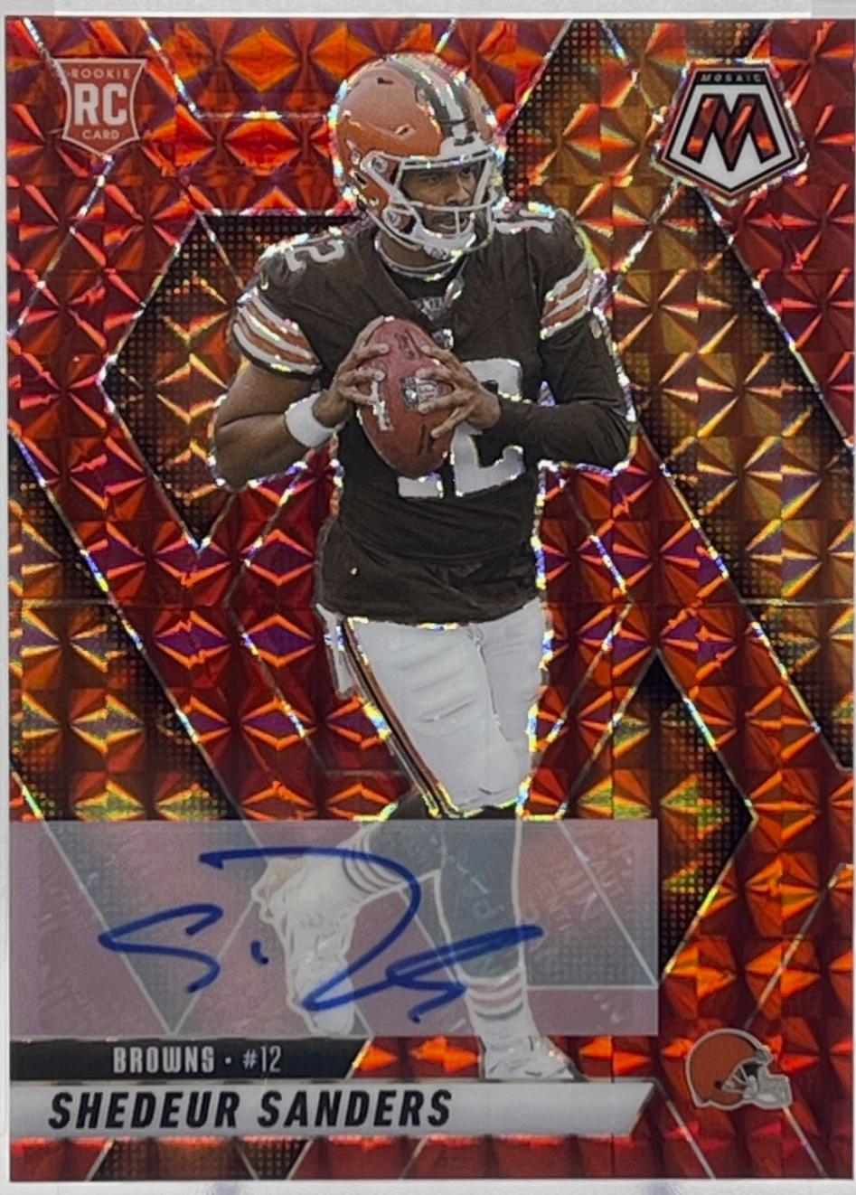 2025 Panini Mosaic Rookie Autographs Shedeur Sanders [Red] #302 card