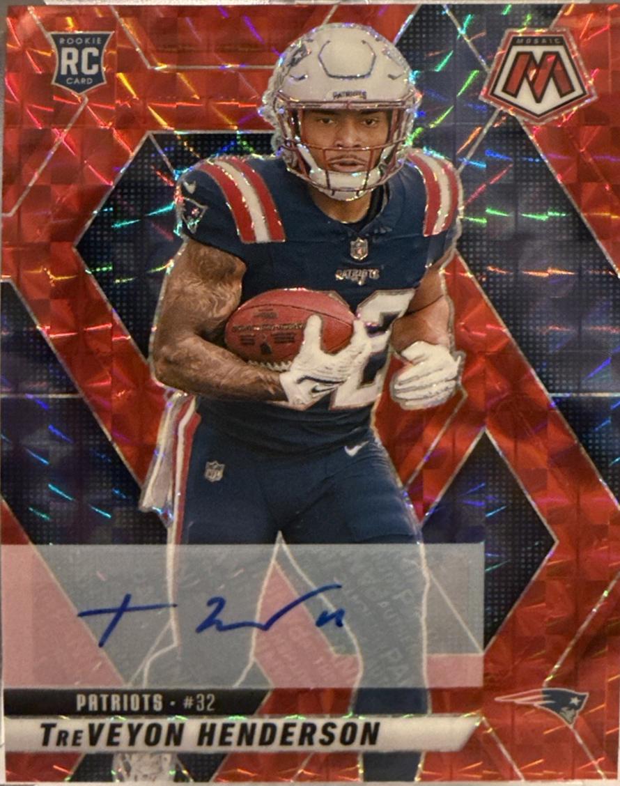 2025 Panini Mosaic Rookie Autographs TreVeyon Henderson [Red] #325 card