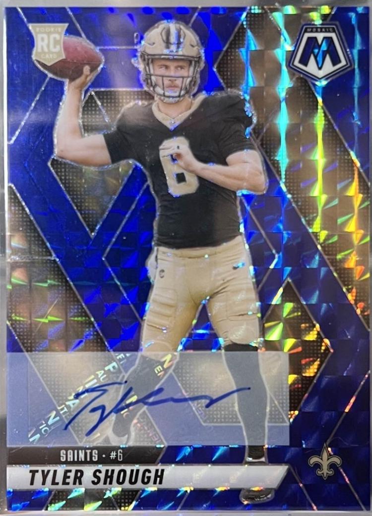 2025 Panini Mosaic Rookie Autographs Tyler Shough [Blue] #312 card