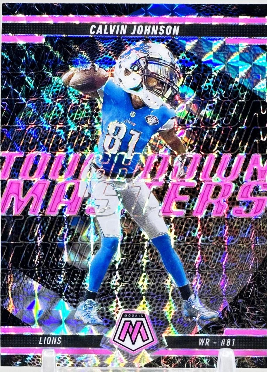 2025 Panini Mosaic Touchdown Masters Calvin Johnson [Mosaic Pink Fluorescent] #16 card