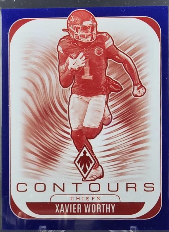 2025 Panini Phoenix Contours Xavier Worthy [Blue] #16 card