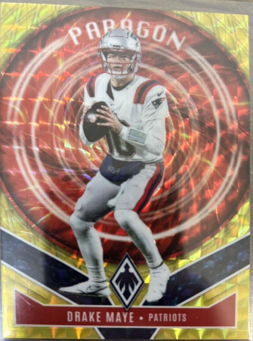 2025 Panini Phoenix Paragon Drake Maye [Yellow Pyramids] #7 card