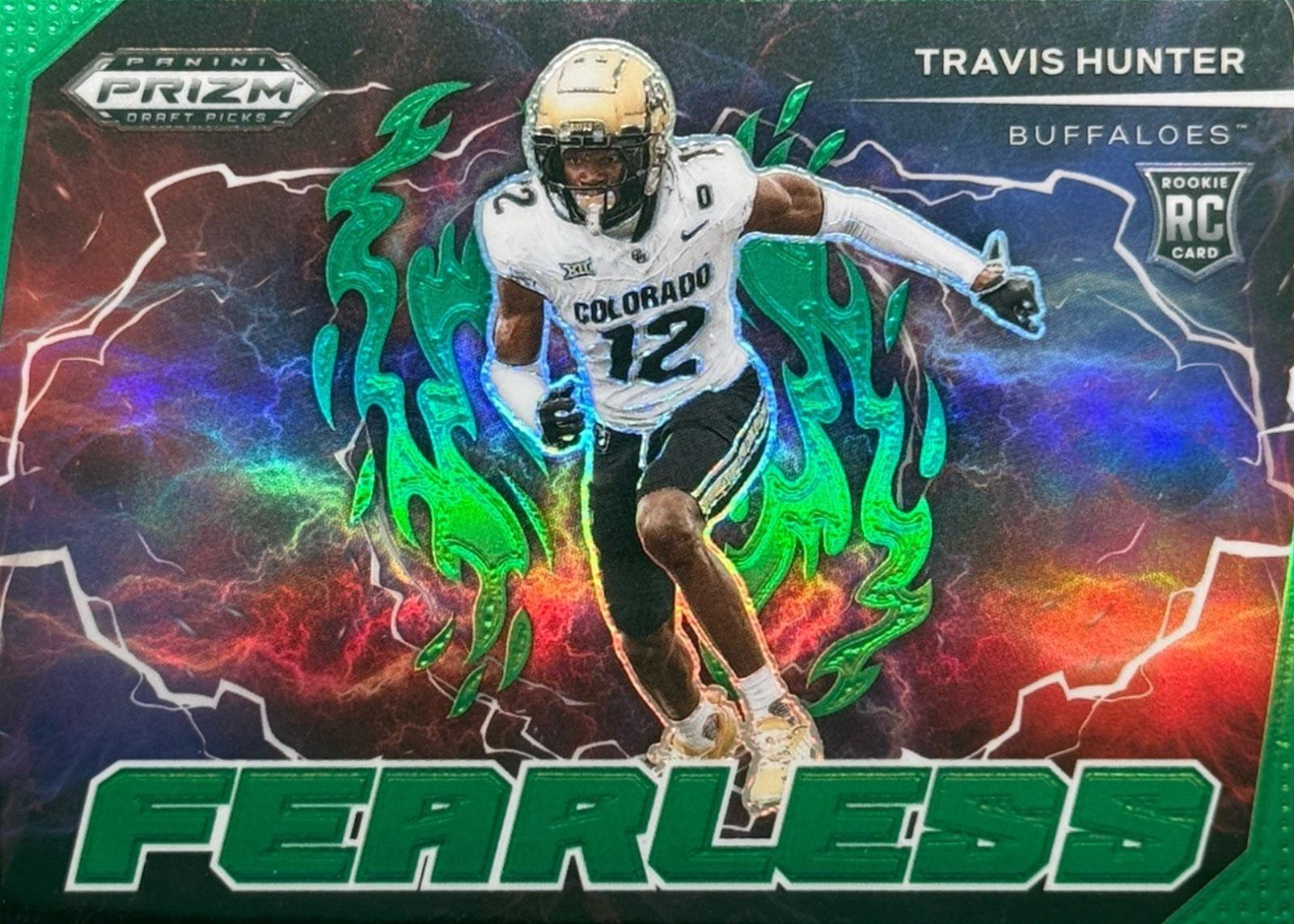 2025 Panini Prizm Draft Picks Fearless Travis Hunter [Green] #F-THR card