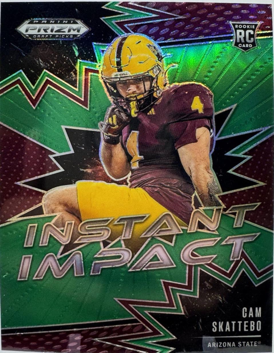 2025 Panini Prizm Draft Picks Instant Impact Cam Skattebo [Green] #3 card