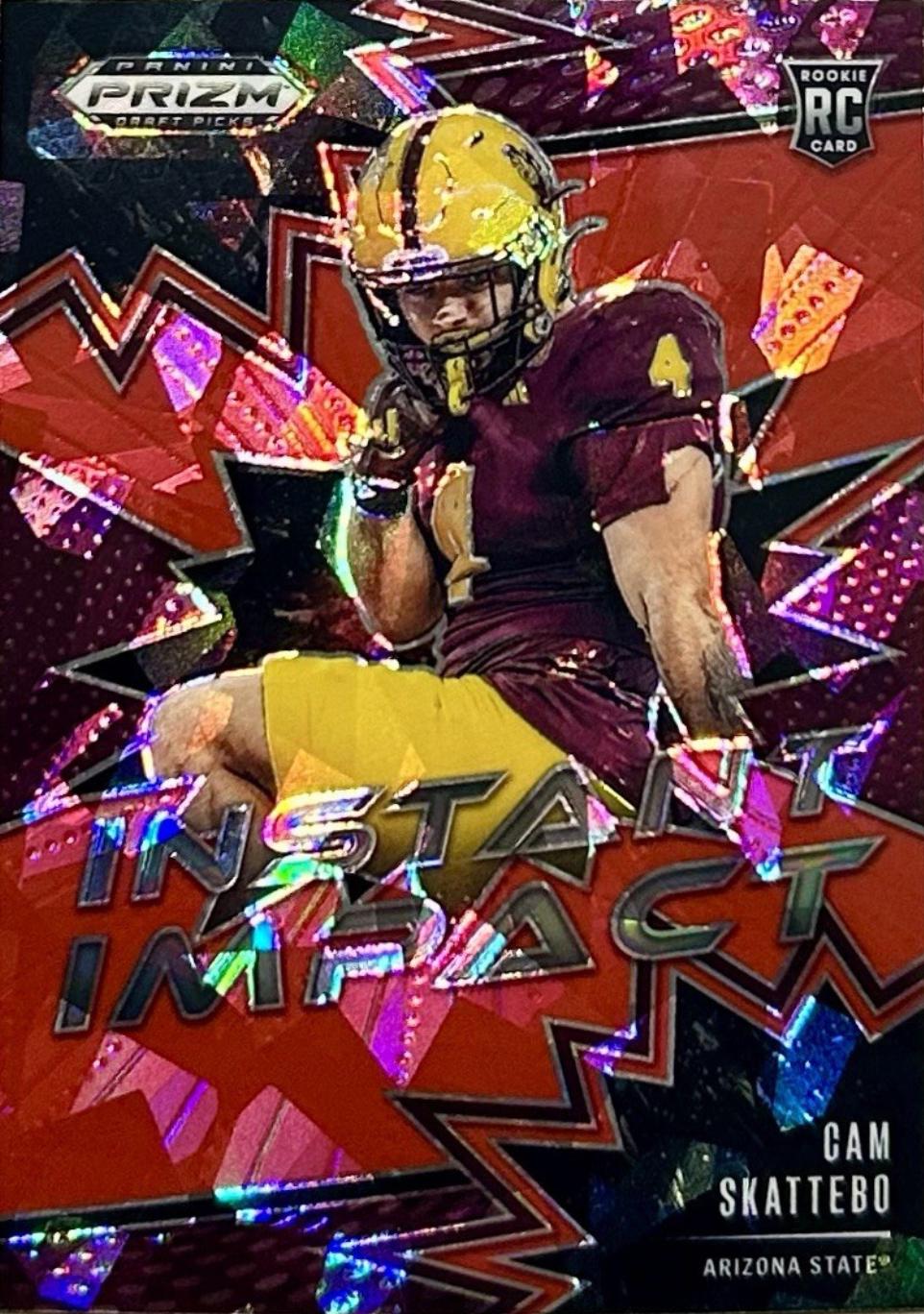2025 Panini Prizm Draft Picks Instant Impact Cam Skattebo [Red Ice] #3 card