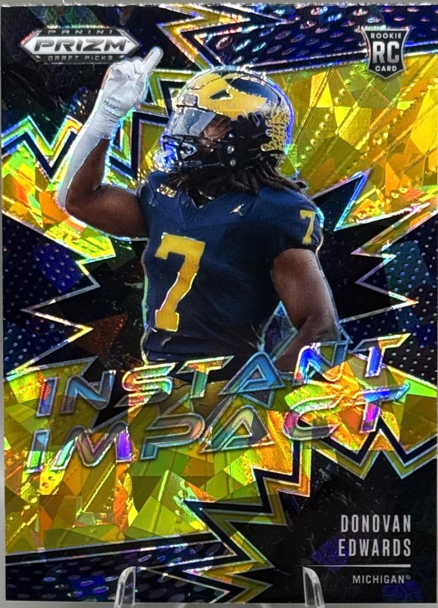 2025 Panini Prizm Draft Picks Instant Impact Donovan Edwards [Gold Ice] #6 card
