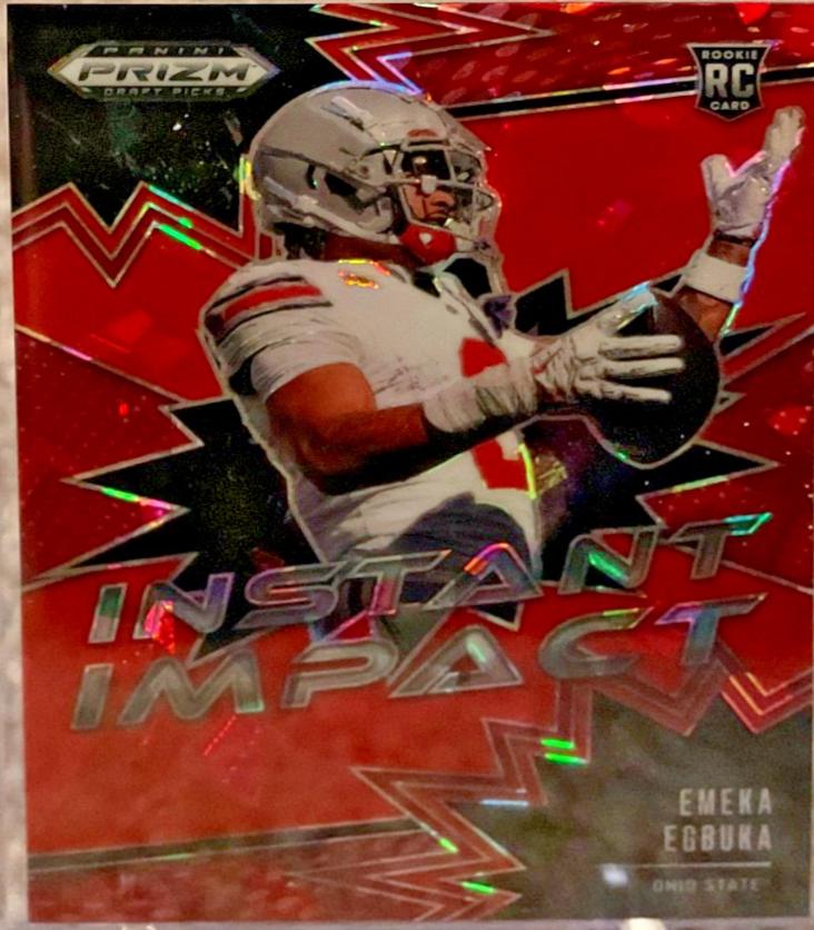 2025 Panini Prizm Draft Picks Instant Impact Emeka Egbuka [Red Ice] #8 card