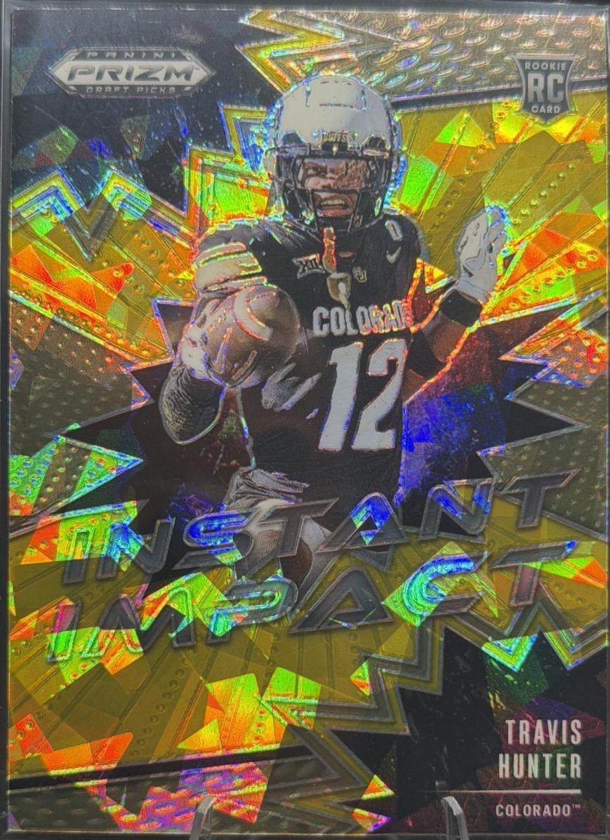 2025 Panini Prizm Draft Picks Instant Impact Travis Hunter [Gold Ice] #17 card