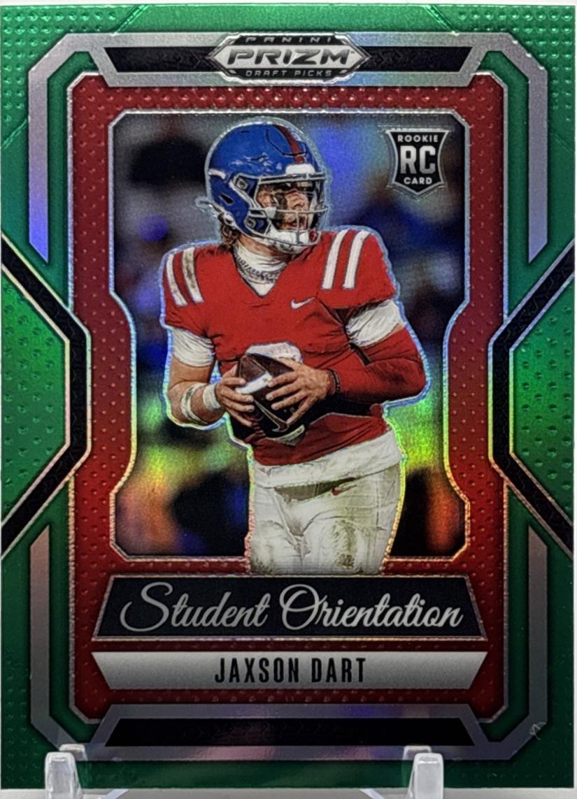 2025 Panini Prizm Draft Picks Student Orientation Jaxson Dart [Green] #9 card