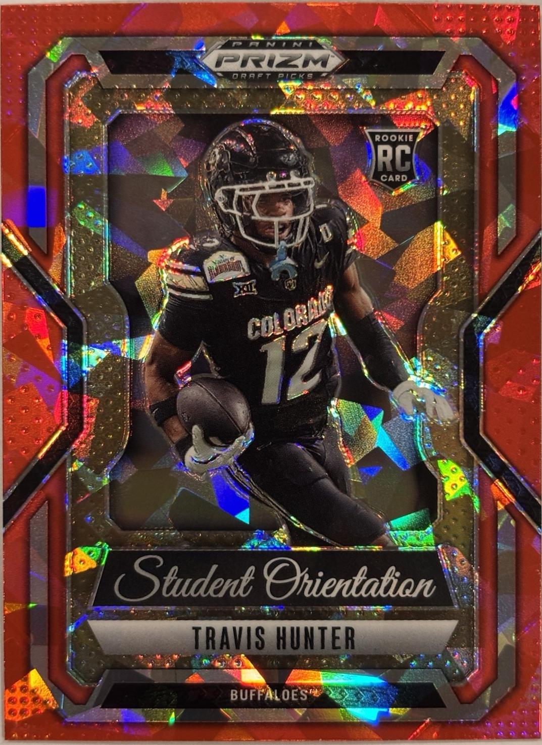 2025 Panini Prizm Draft Picks Student Orientation Travis Hunter [Red Ice] #7 card