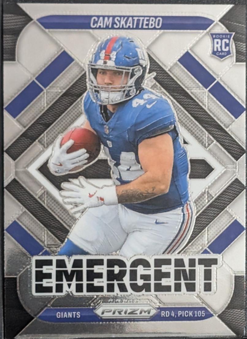 2025 Panini Prizm Emergent Cam Skattebo #1 card