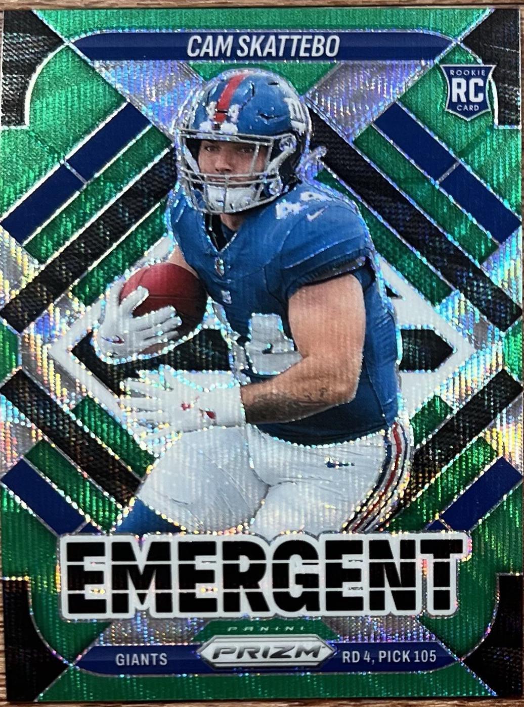 2025 Panini Prizm Emergent Cam Skattebo [Green] #1 card