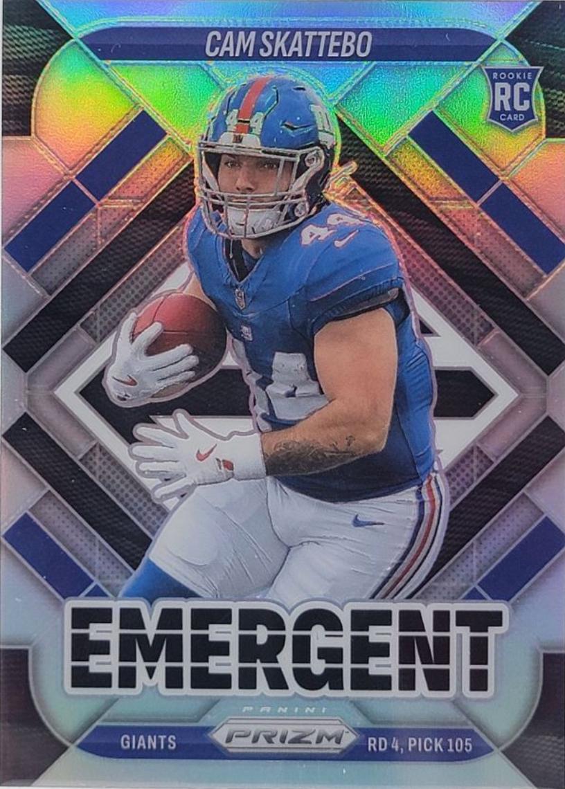 2025 Panini Prizm Emergent Cam Skattebo [Silver] #1 card