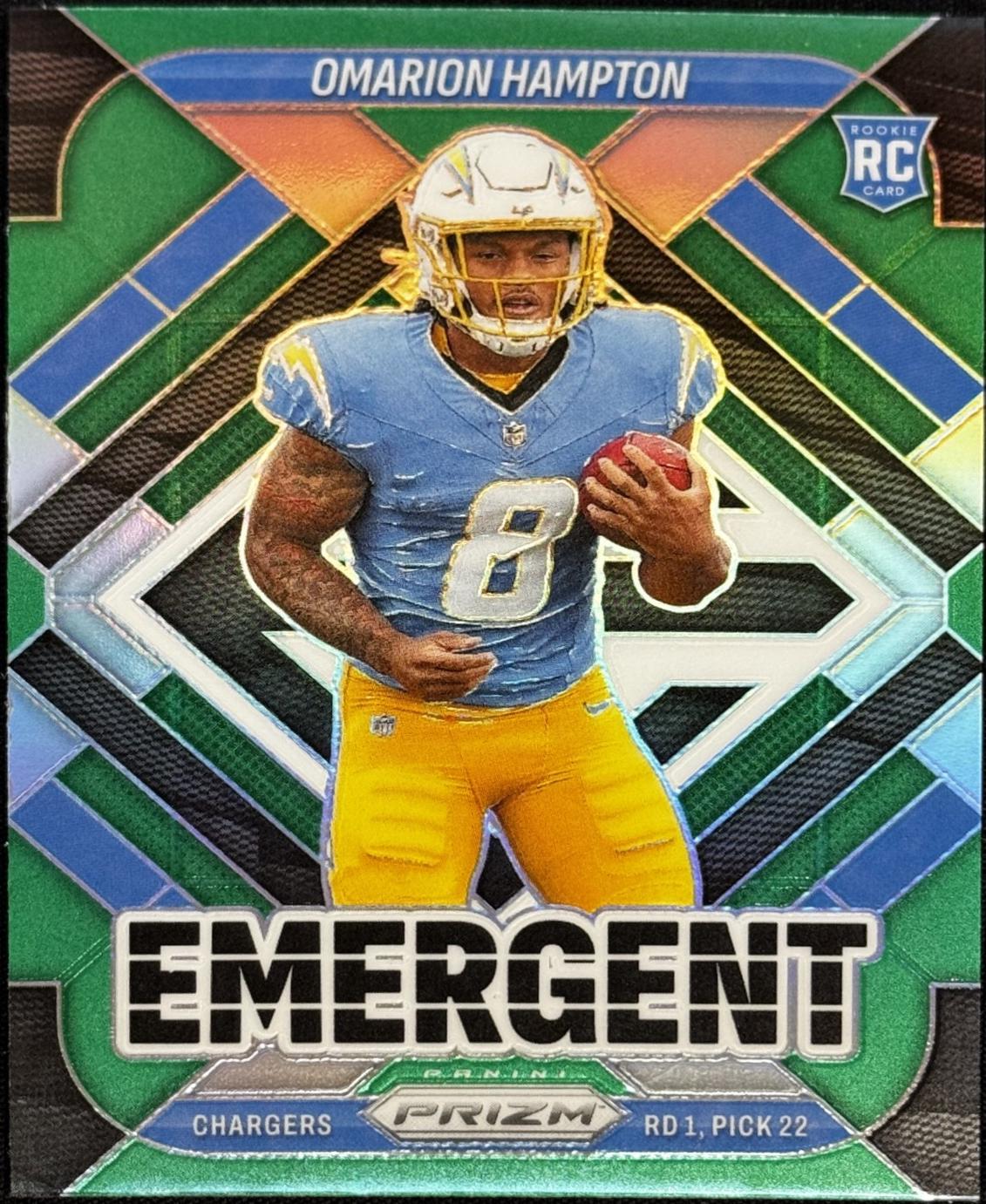 2025 Panini Prizm Emergent Omarion Hampton [Green] #9 card