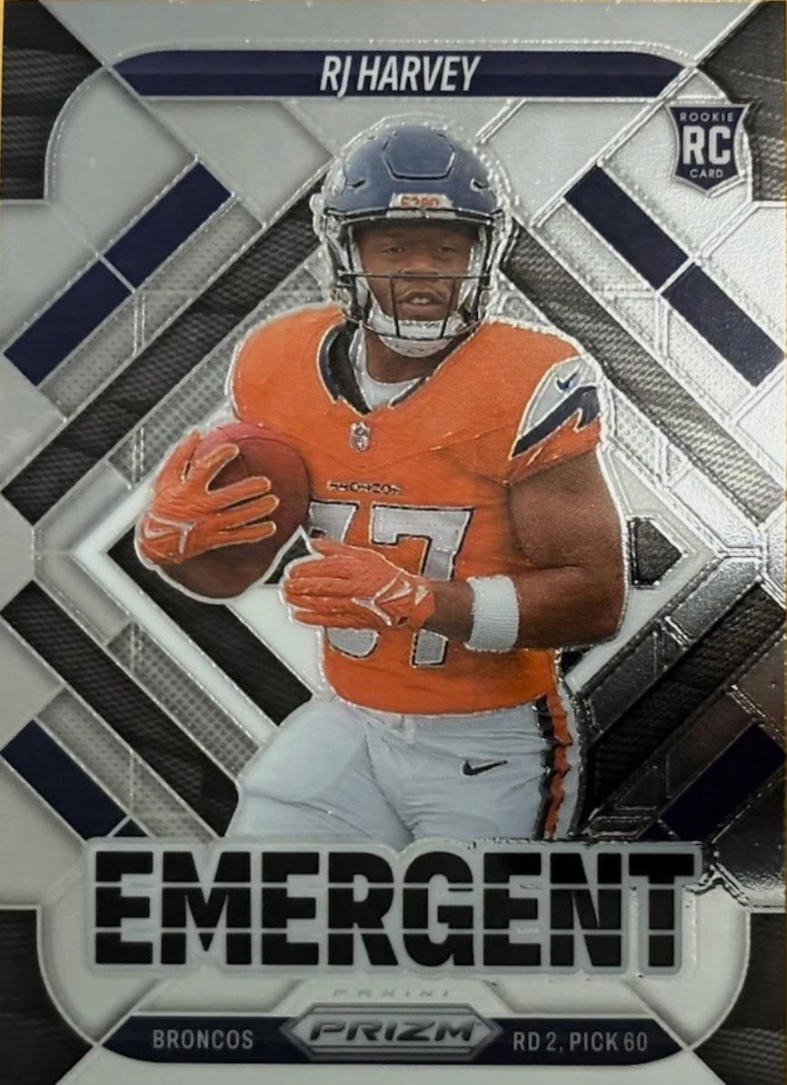 2025 Panini Prizm Emergent RJ Harvey #16 card