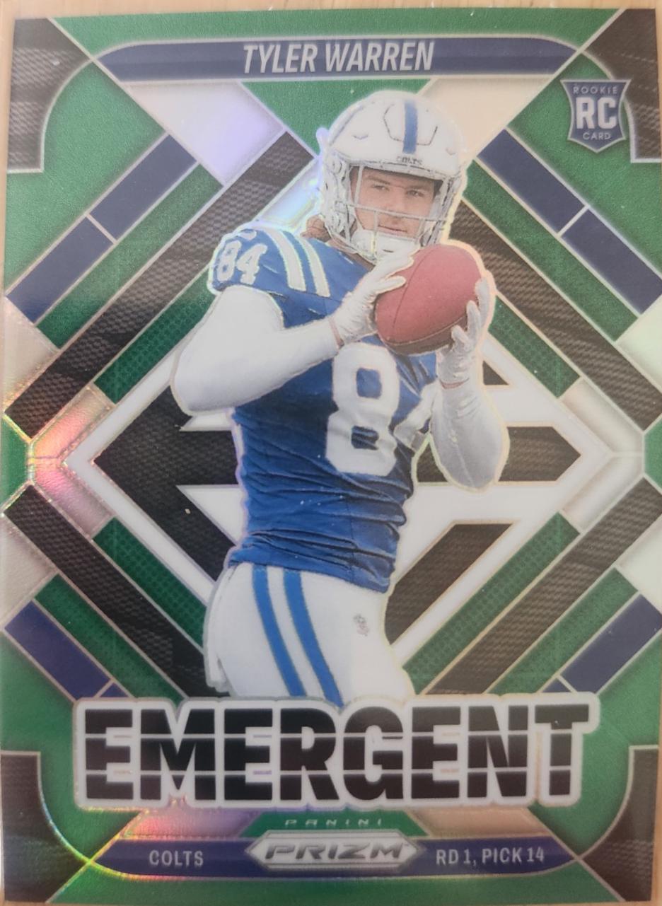 2025 Panini Prizm Emergent Tyler Warren [Green] #13 card