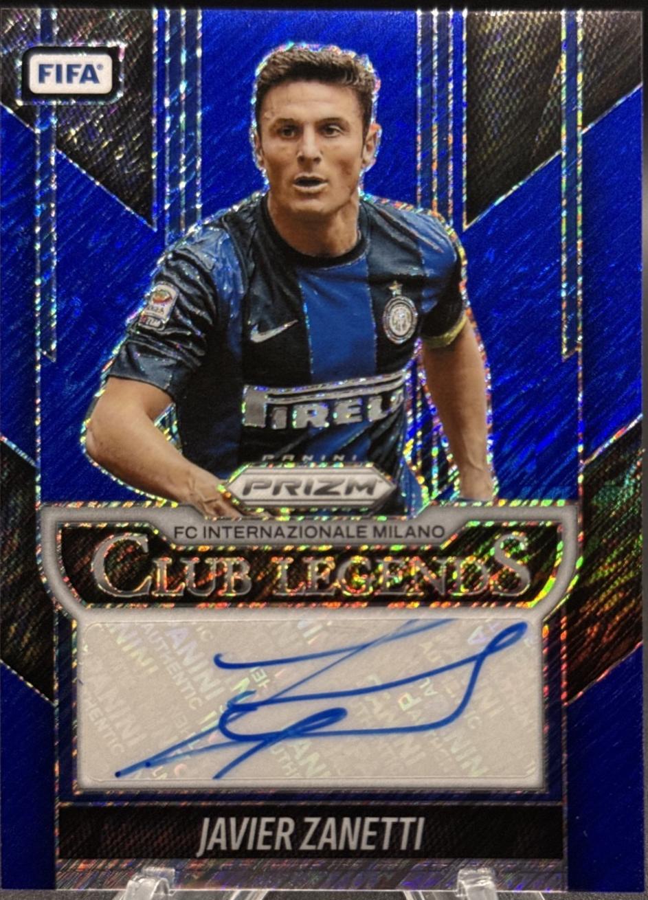 2025 Panini Prizm FIFA Club Legends Signature Javier Zanetti [Blue Shimmer] #10 card