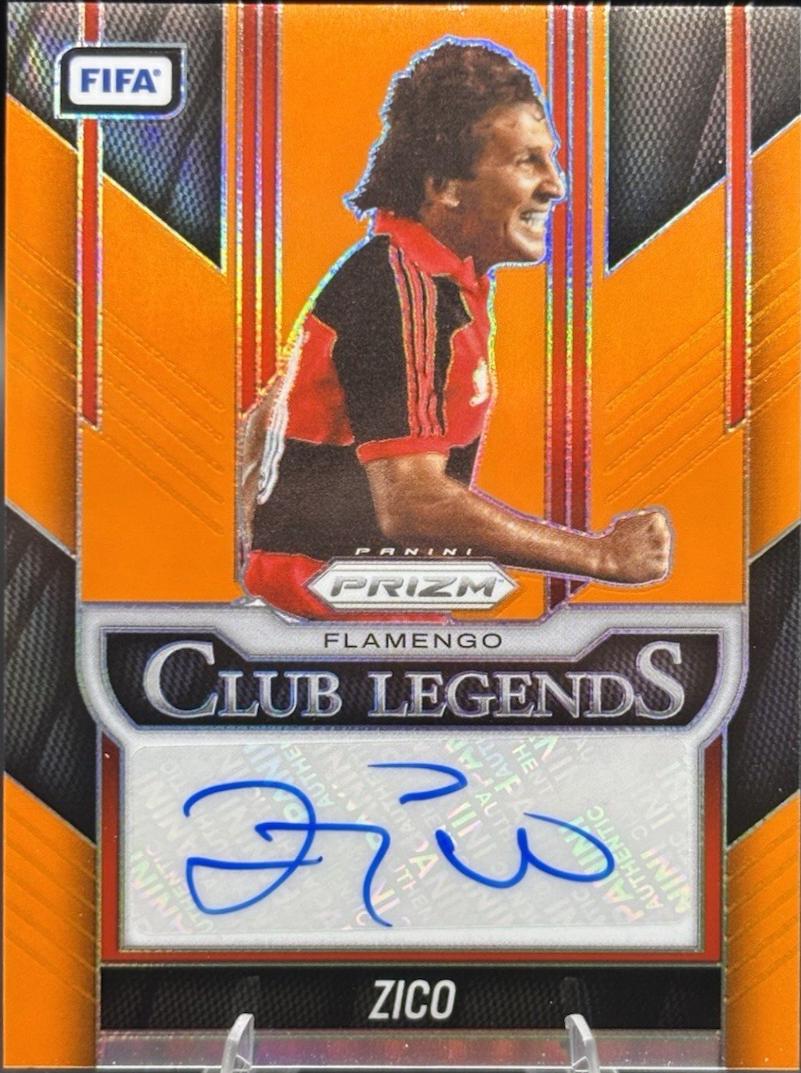 2025 Panini Prizm FIFA Club Legends Signature Zico [Orange] #7 card