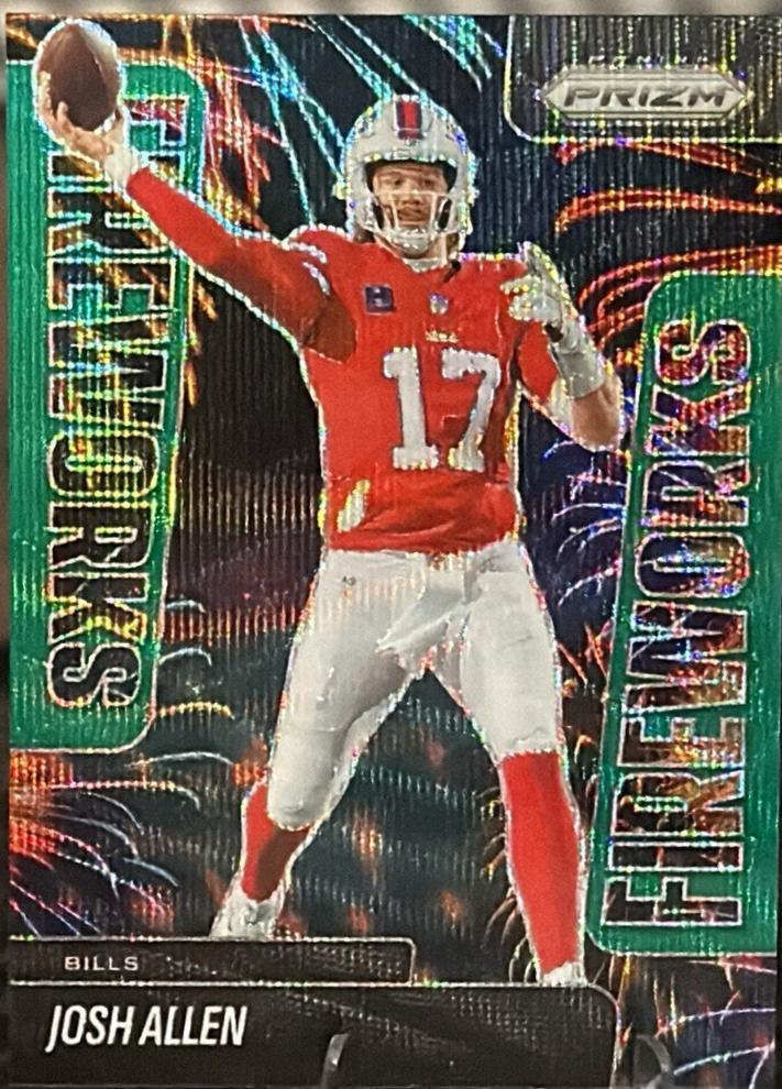 2025 Panini Prizm Fireworks Josh Allen [Green Wave] #23 card