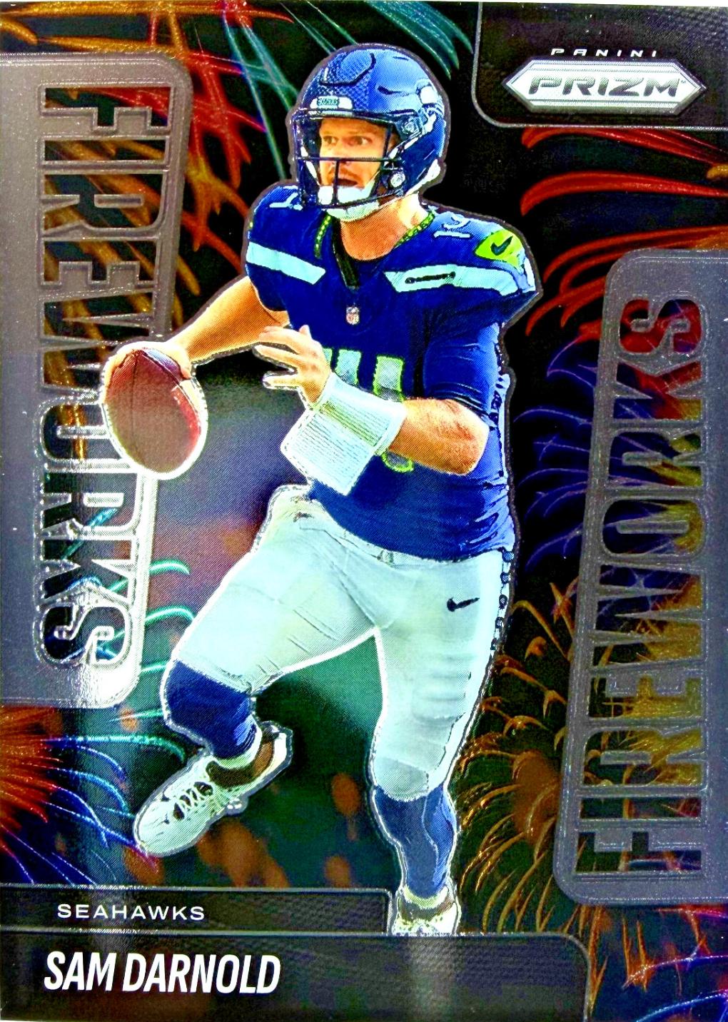 2025 Panini Prizm Fireworks Sam Darnold #3 card