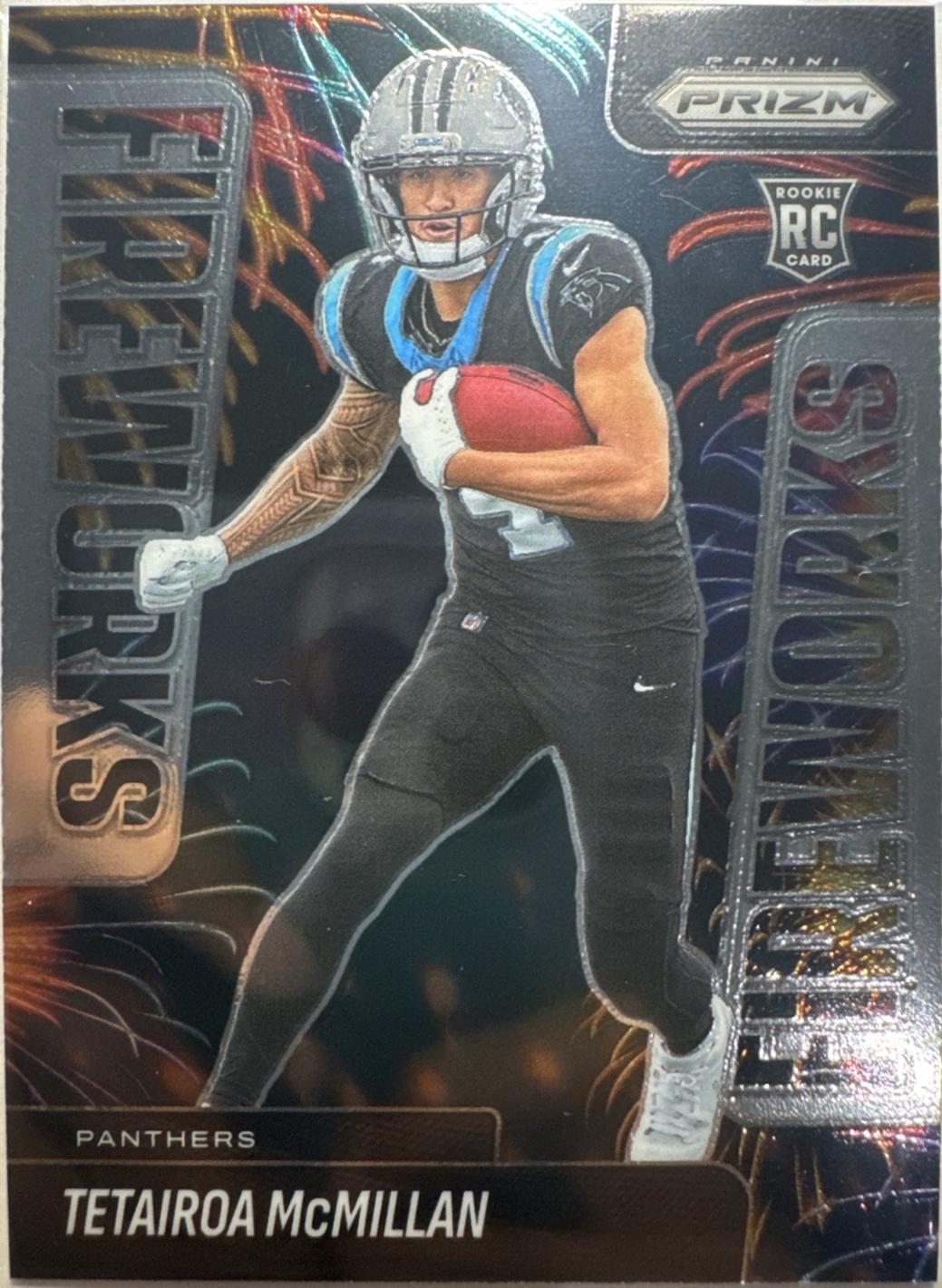 2025 Panini Prizm Fireworks Tetairoa McMillan #21 card