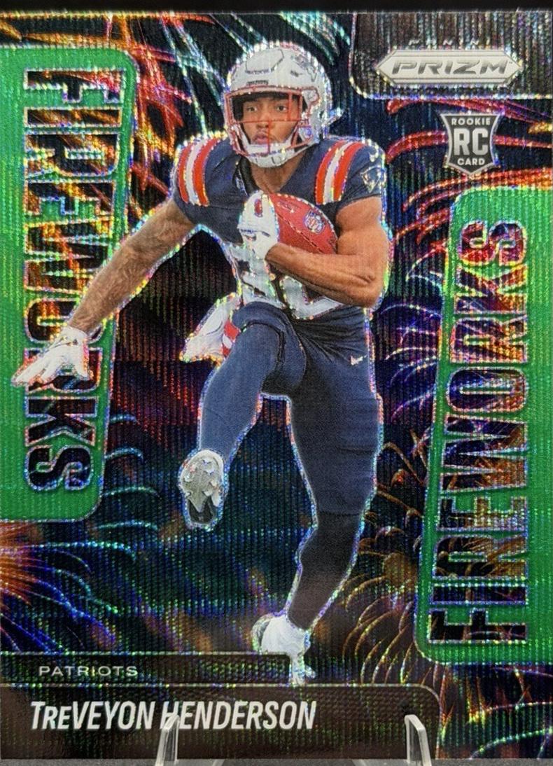 2025 Panini Prizm Fireworks TreVeyon Henderson [Green Wave] #24 card
