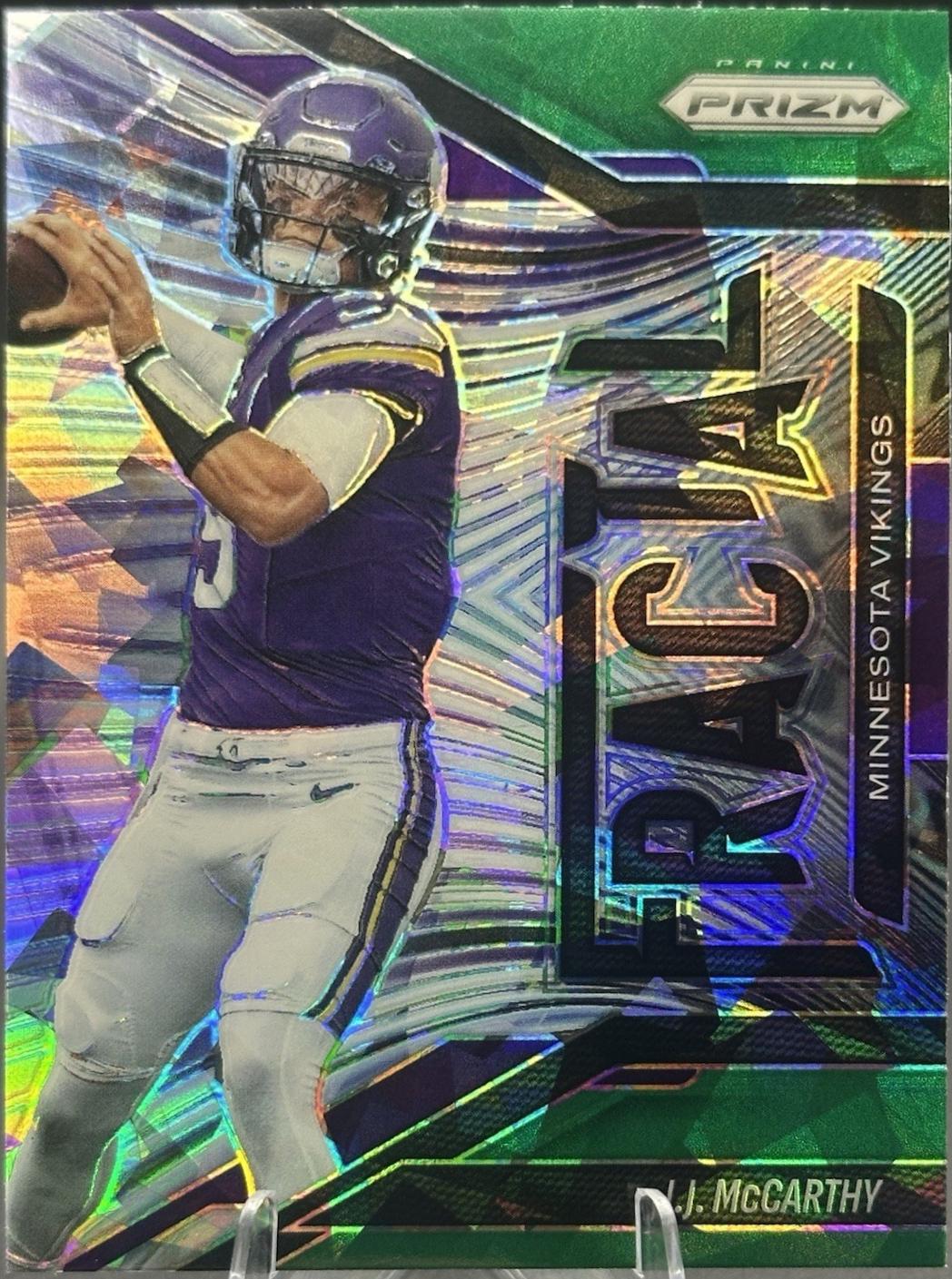 2025 Panini Prizm Fractal J.J. McCarthy [Green Ice] #15 card