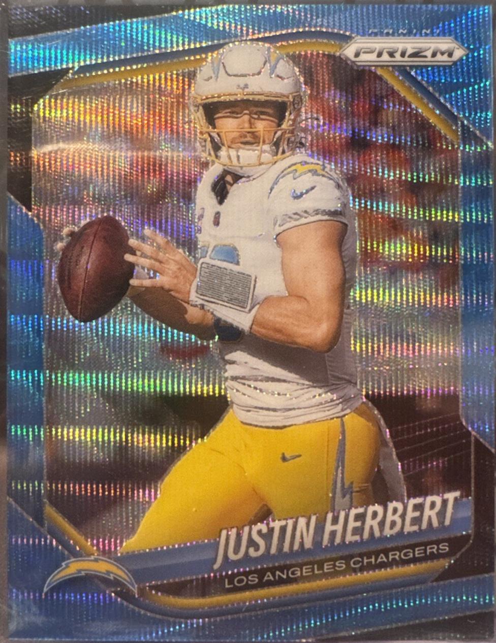 2025 Panini Prizm Justin Herbert [Blue Wave] #215 card