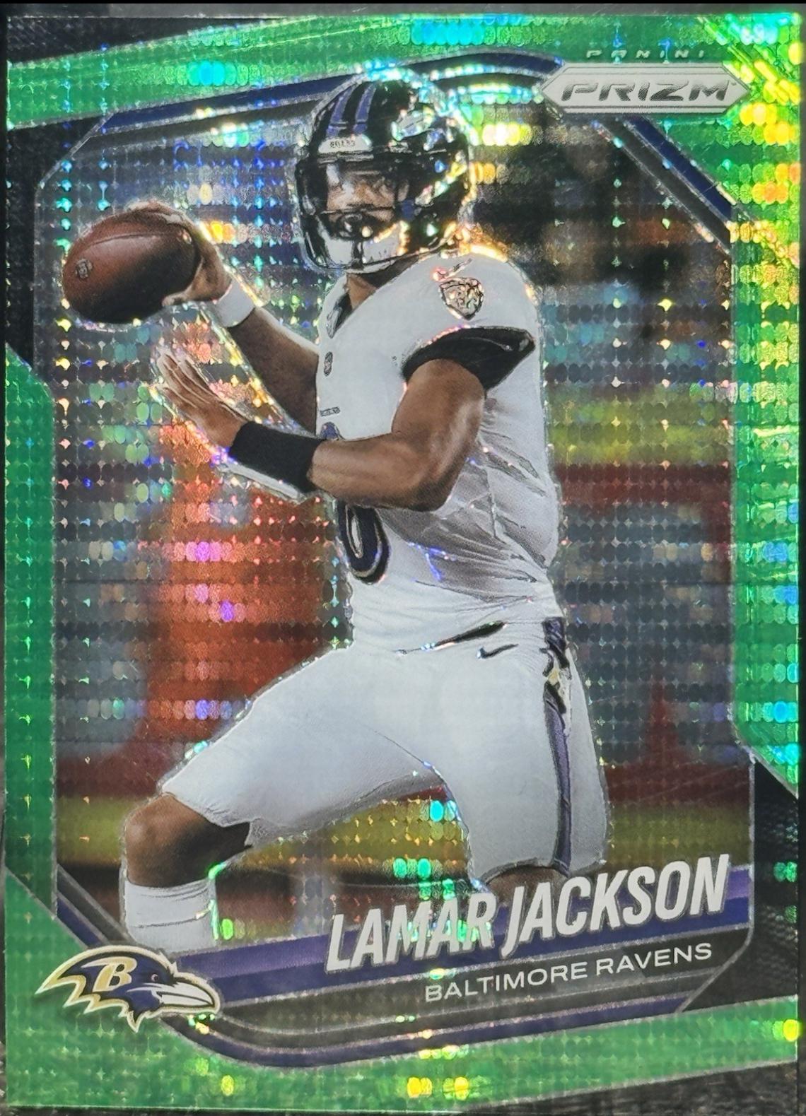 2025 Panini Prizm Lamar Jackson [Neon Green Pulsar] #78 card