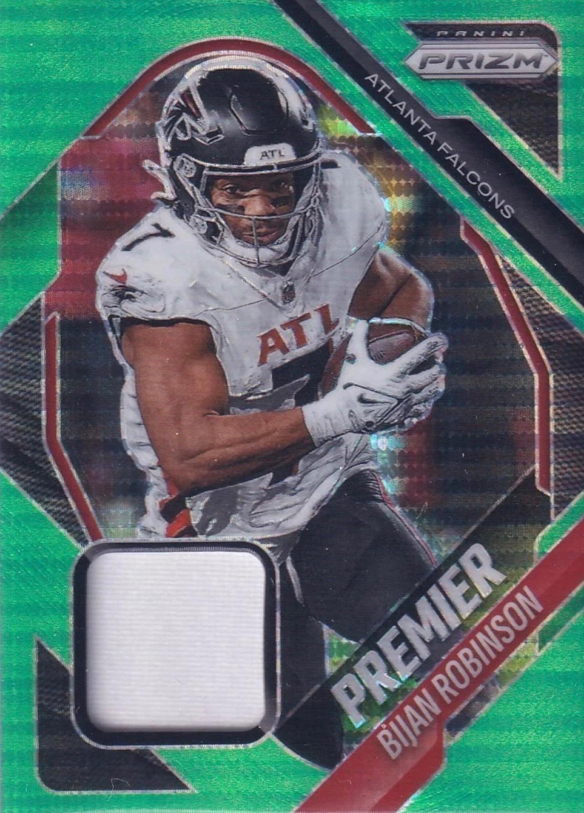 2025 Panini Prizm Premier Jersey Bijan Robinson  [Neon Green Pulsar] #PJY-BIR card