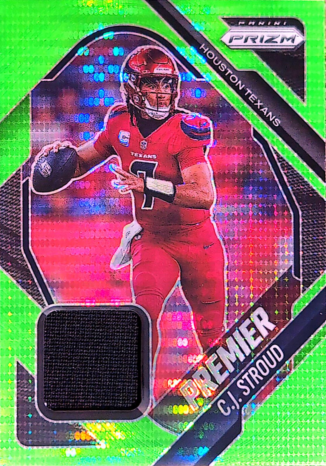 2025 Panini Prizm Premier Jersey C.J. Stroud  [Neon Green Pulsar] #PJY-CJS card