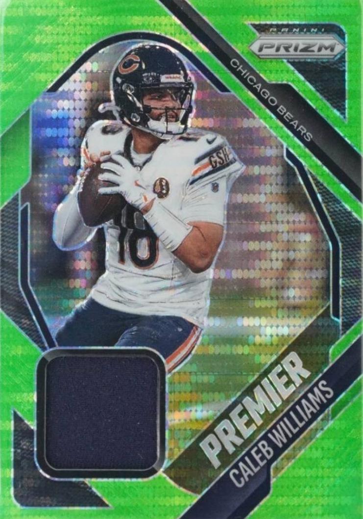 2025 Panini Prizm Premier Jersey Caleb Williams [Neon Green Pulsar] #PJY-CWS card
