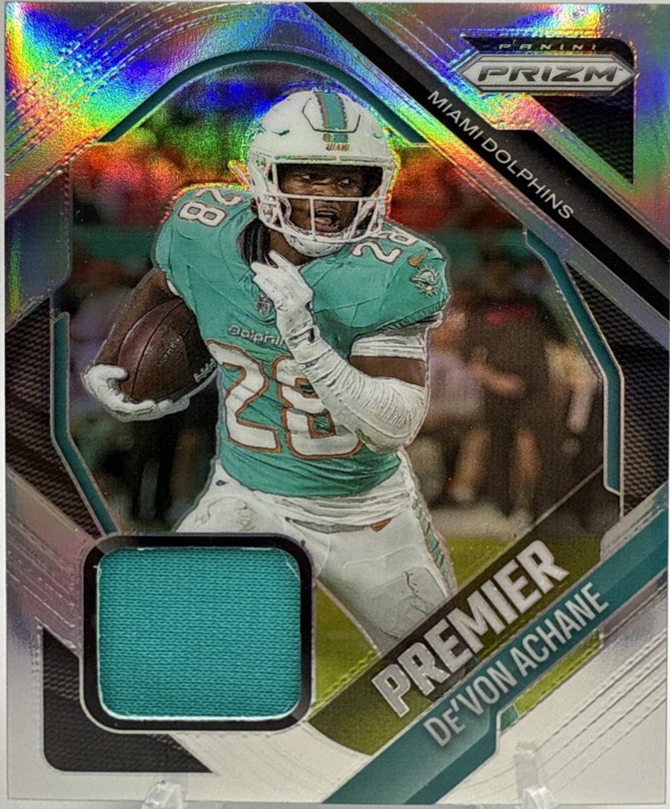 2025 Panini Prizm Premier Jersey De'Von Achane #PJY-DAE card