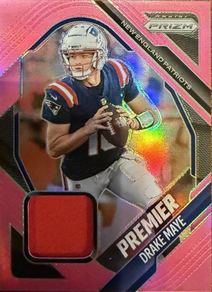 2025 Panini Prizm Premier Jersey Drake Maye [Pink] #PJY-DME card