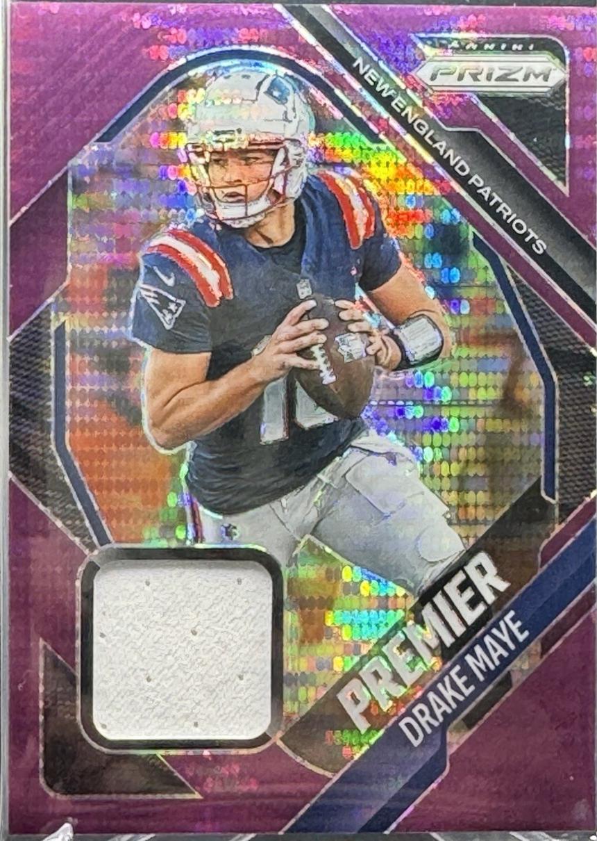 2025 Panini Prizm Premier Jersey Drake Maye [Purple Pulsar] #PJY-DME card