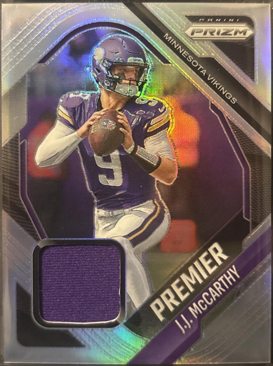 2025 Panini Prizm Premier Jersey J.J. McCarthy #PJY-JJM card