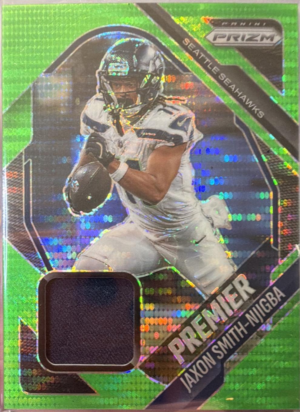 2025 Panini Prizm Premier Jersey Jaxon Smith-Njigba  [Neon Green Pulsar] #PJY-JSN card