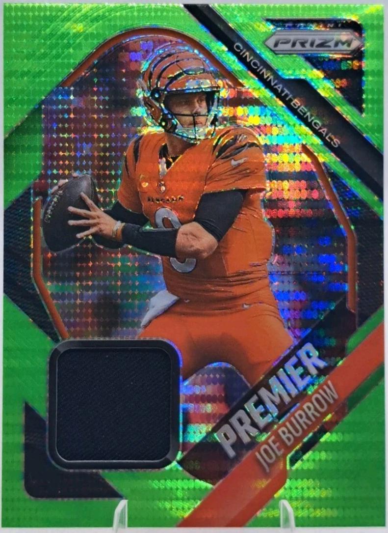 2025 Panini Prizm Premier Jersey Joe Burrow [Neon Green Pulsar] #PJY-JBW card