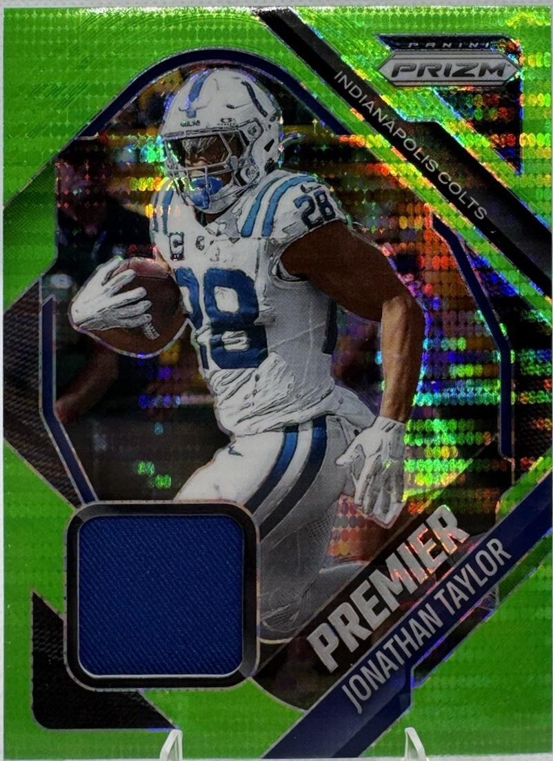 2025 Panini Prizm Premier Jersey Jonathan Taylor [Neon Green Pulsar] #PJY-JTR card