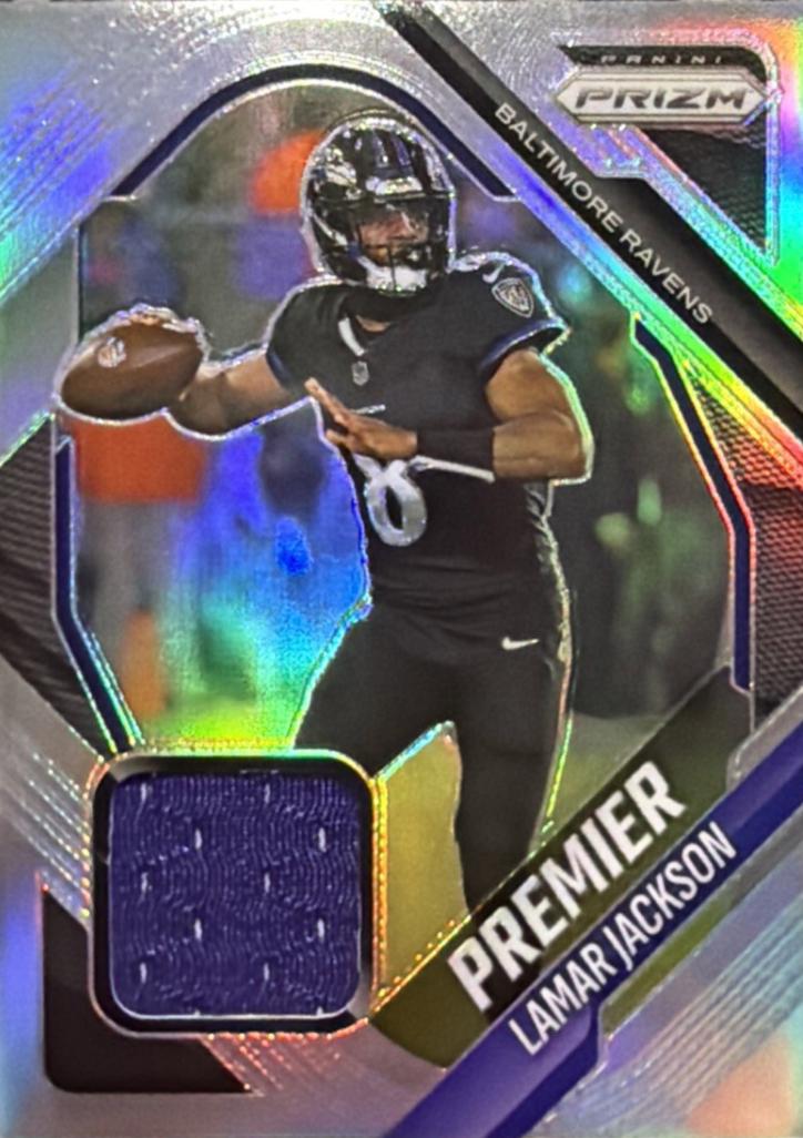 2025 Panini Prizm Premier Jersey Lamar Jackson #PJY-LJN card