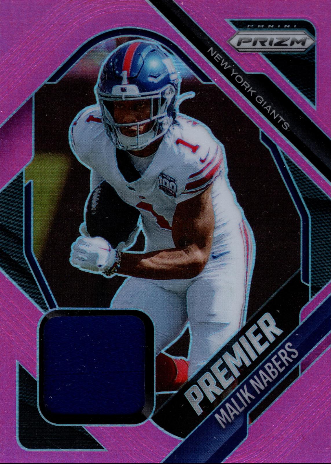 2025 Panini Prizm Premier Jersey Malik Nabers [Pink] #PJY-MNS card