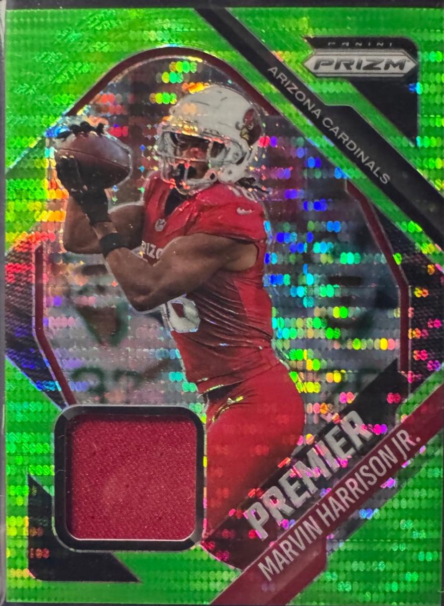 2025 Panini Prizm Premier Jersey Marvin Harrison Jr. [Neon Green Pulsar] #PJY-MHJ card